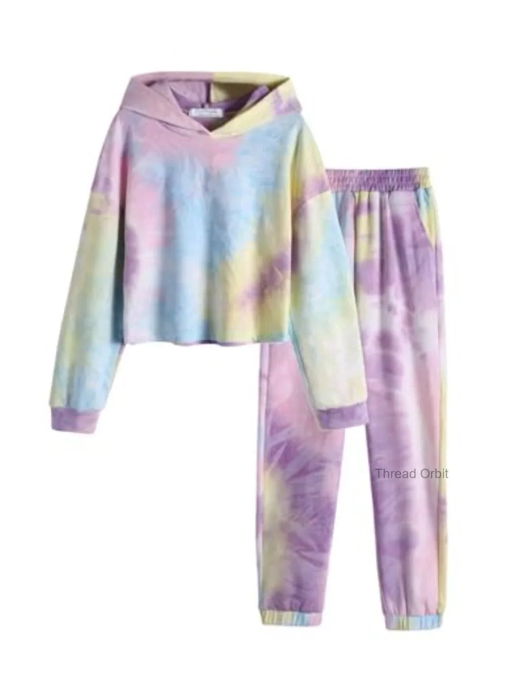 Girls Tie Dye 2 Piece Tracksuit Set Pullover Hoodie and Sweatpants with Pockets
